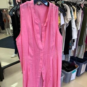 Theory Pink Button Down Collared Dress